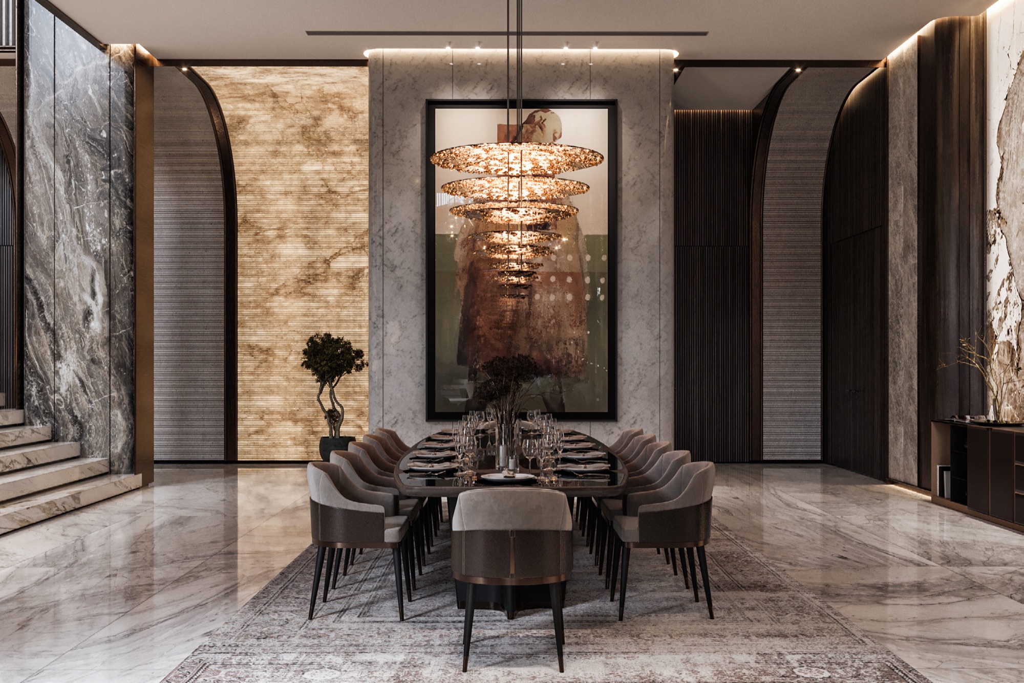 AK Residence — Render — family lounge beneath the gallery