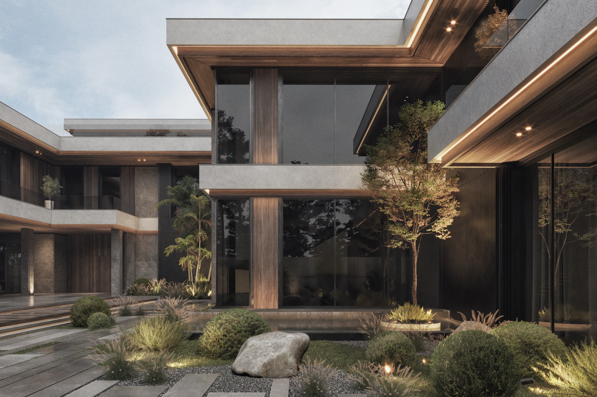 AK Residence — Render — courtyard from the garden