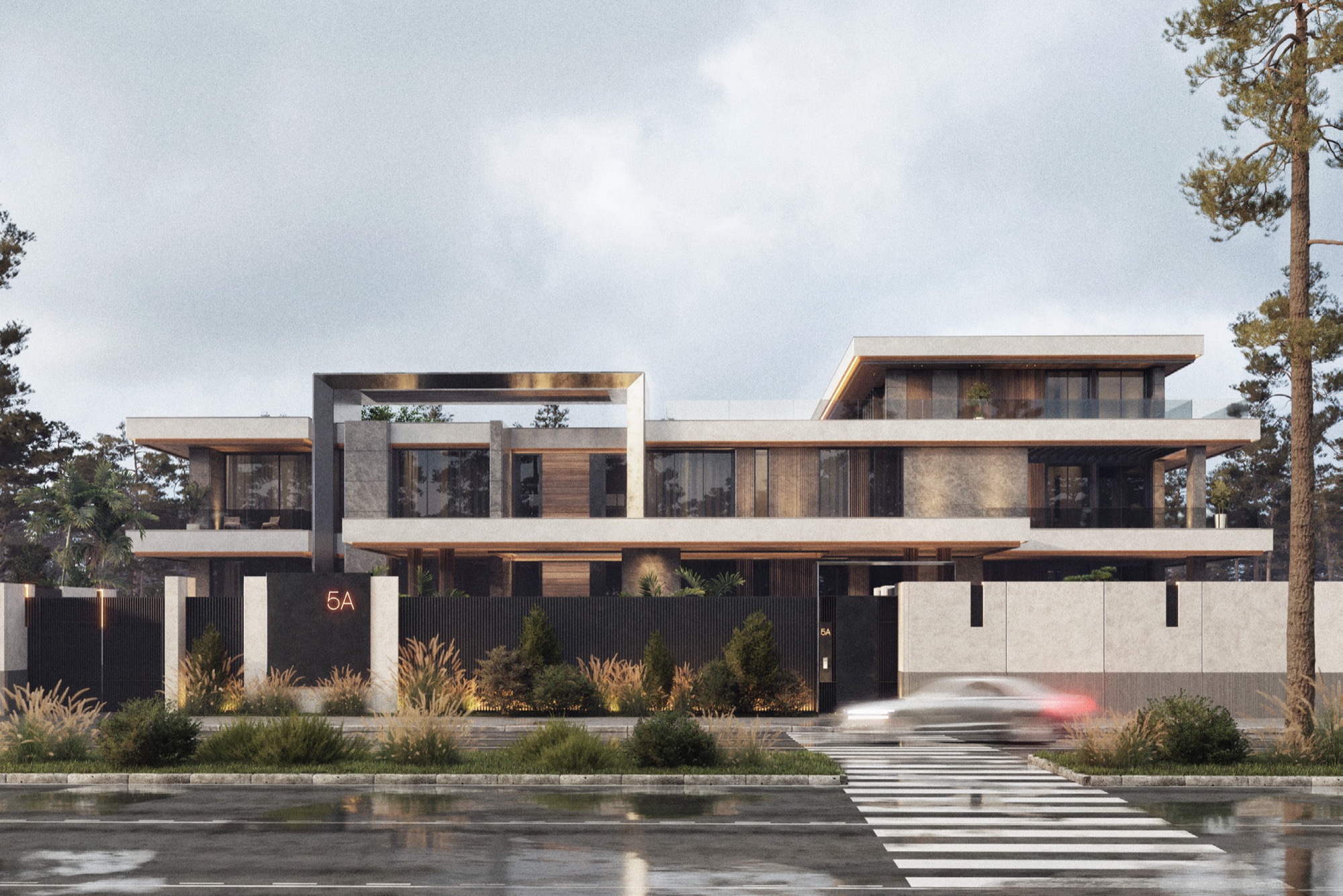 AK Residence — Render — front elevation from the road