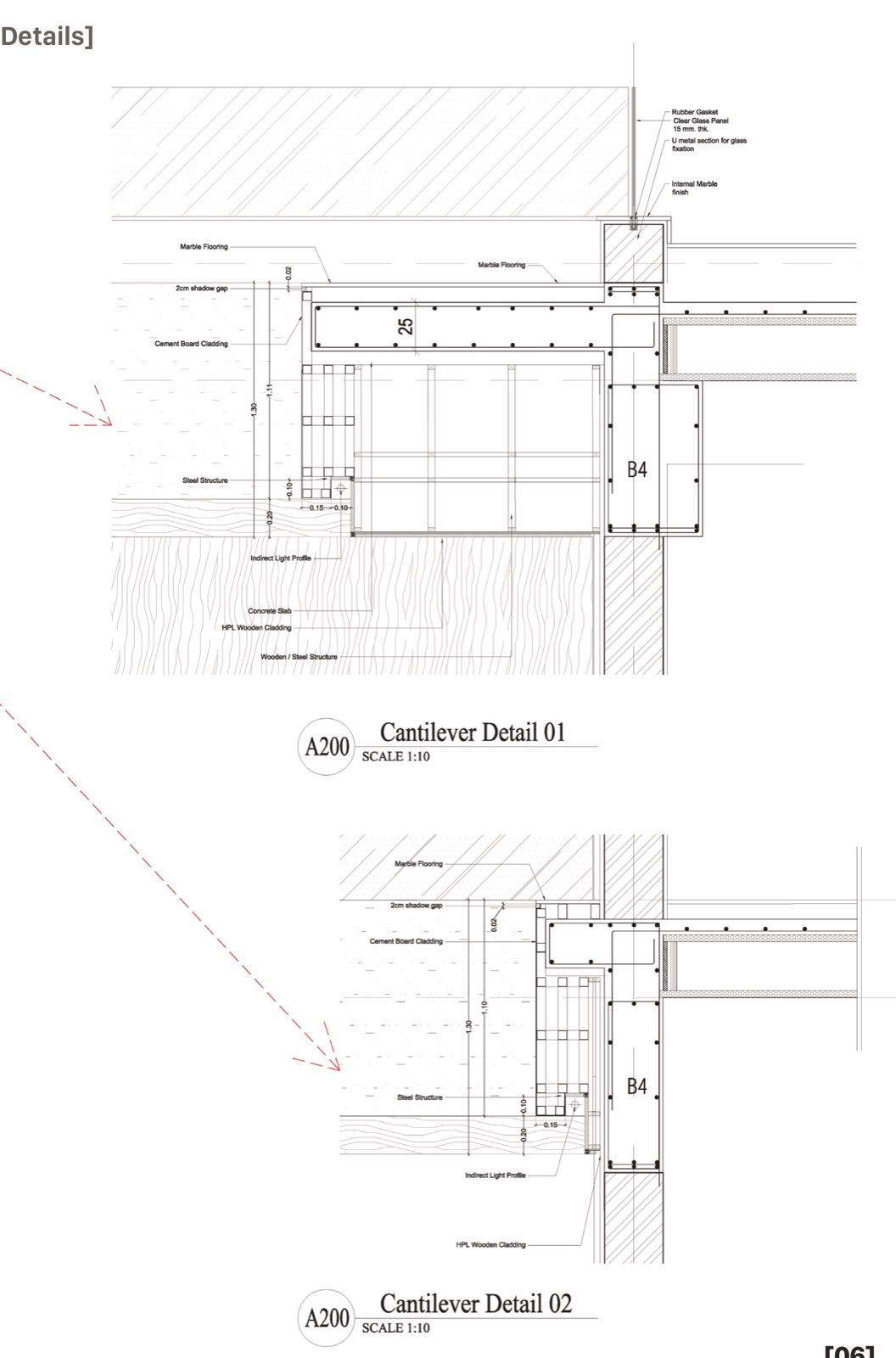 AK Residence — Cantilever details 01 and 02 — the Stage 4 façade sheets