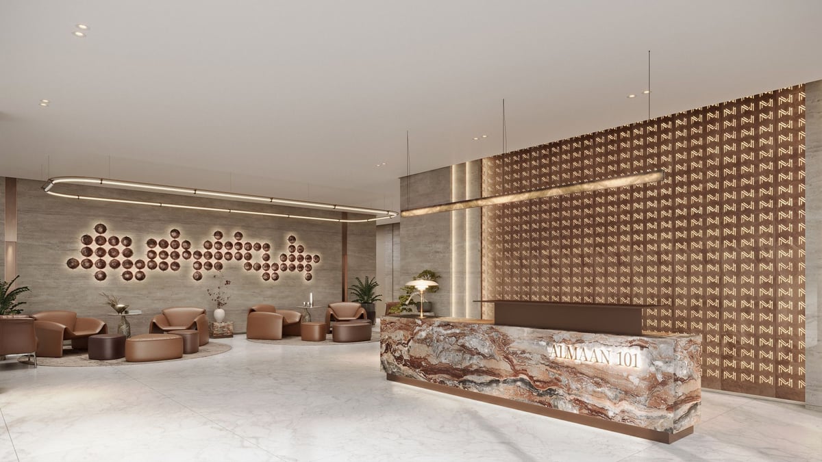 Almaan 101 — Small seating groups give the lobby a social role beyond arrival and circulation.