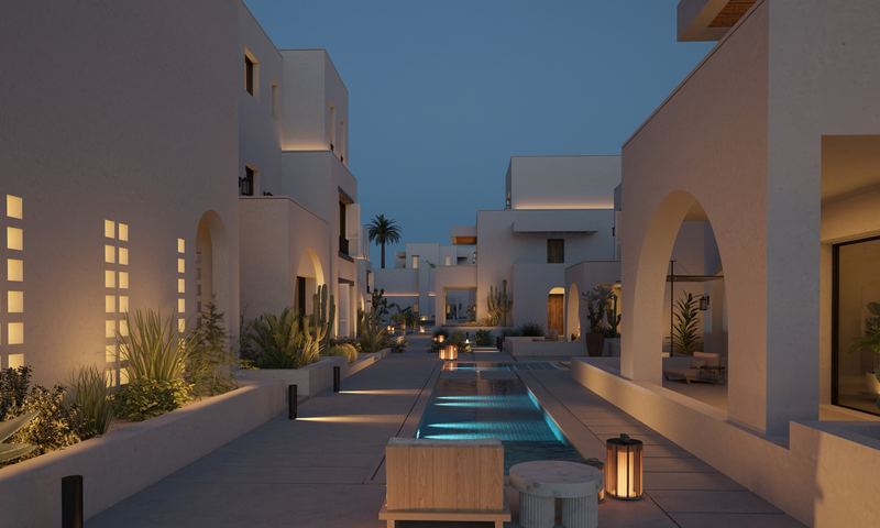 Can Limon, Kai Sokhna — Narrow lanes and recessed thresholds bring the scale of a coastal village into the larger resort.