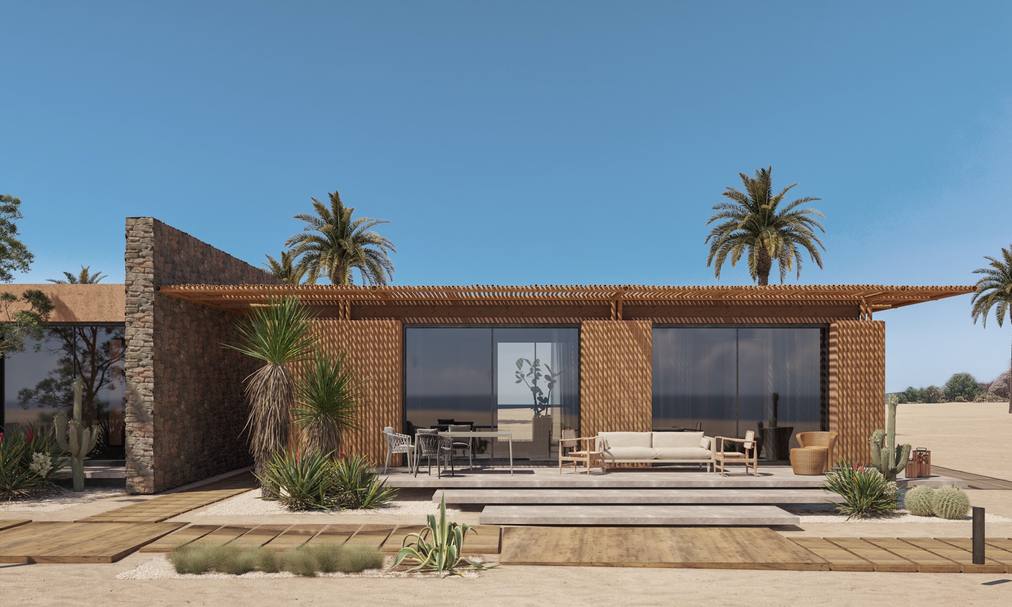 Can Limon, Kai Sokhna — Render — chalet terraces
