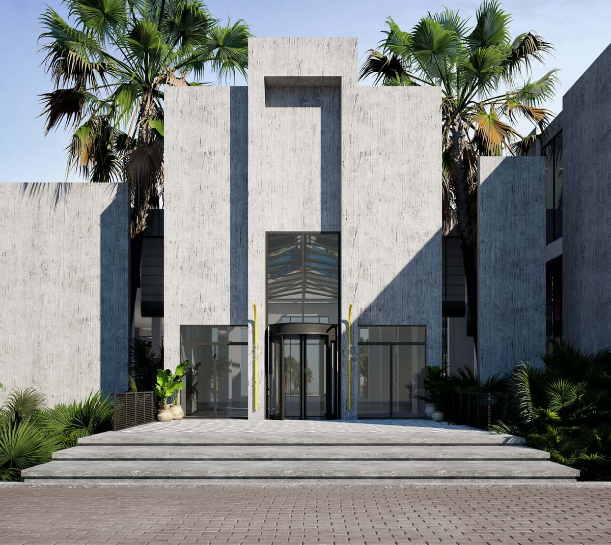 Costa Mares — The taller entrance volume gives the low-rise resort a recognisable point of arrival.