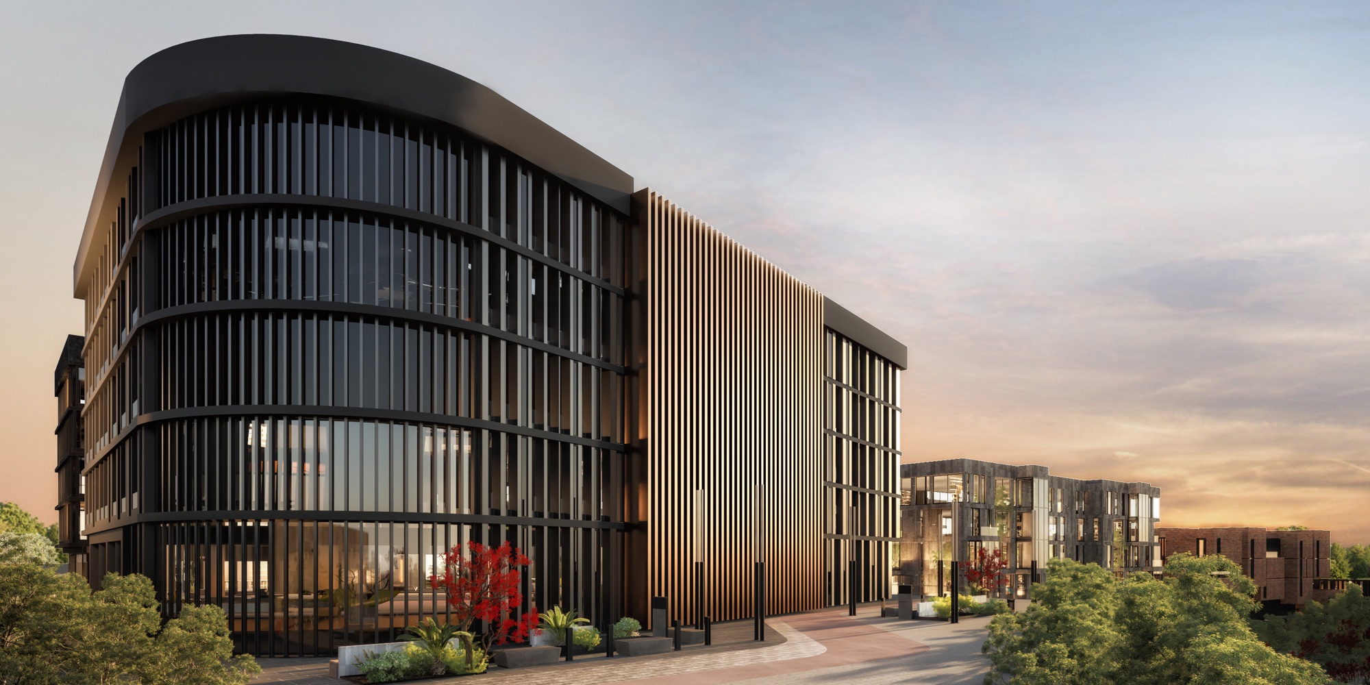 G-Town Offices — The route into the terraced courts