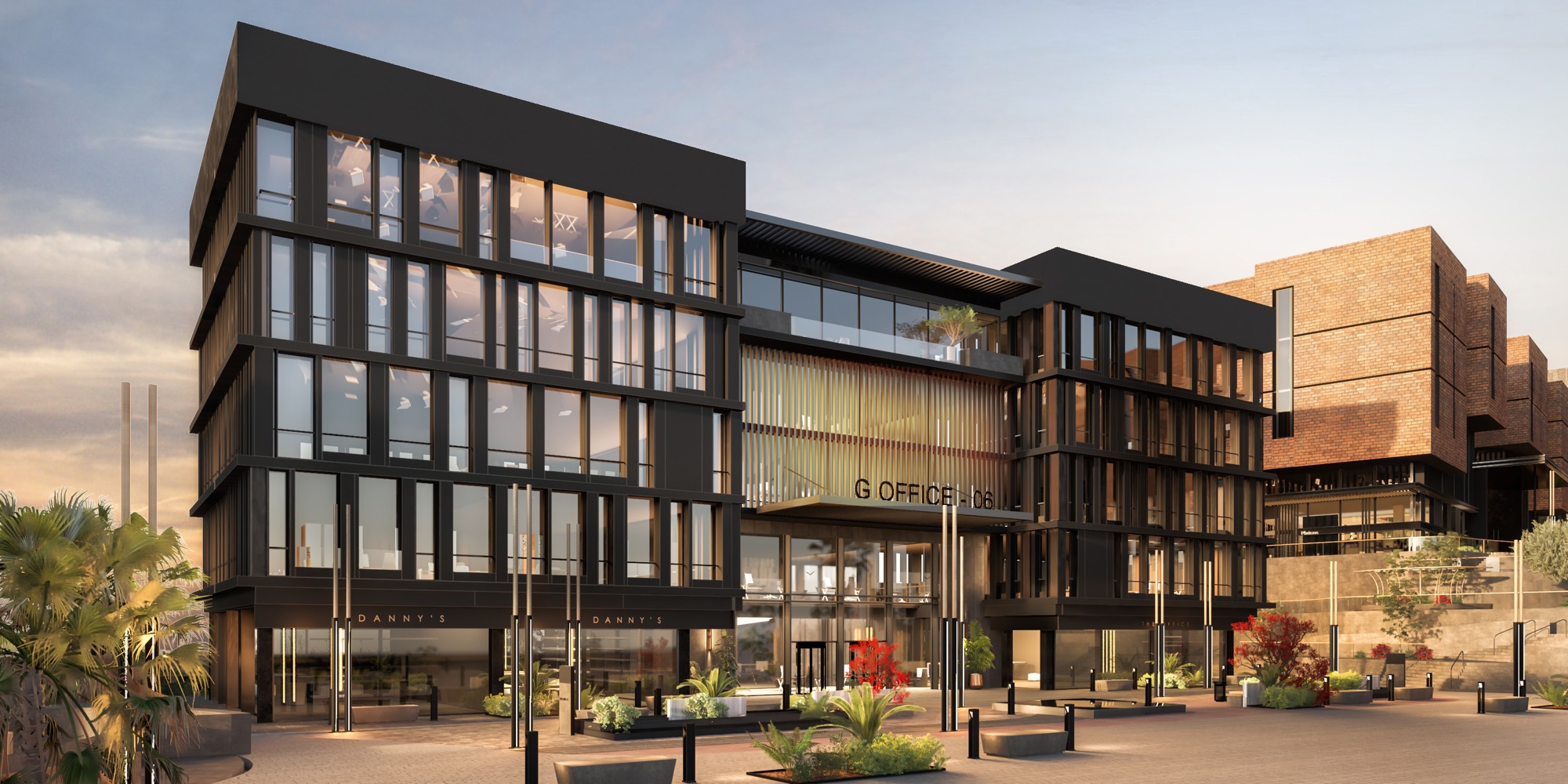 G-Town Offices — Terraced court between the buildings