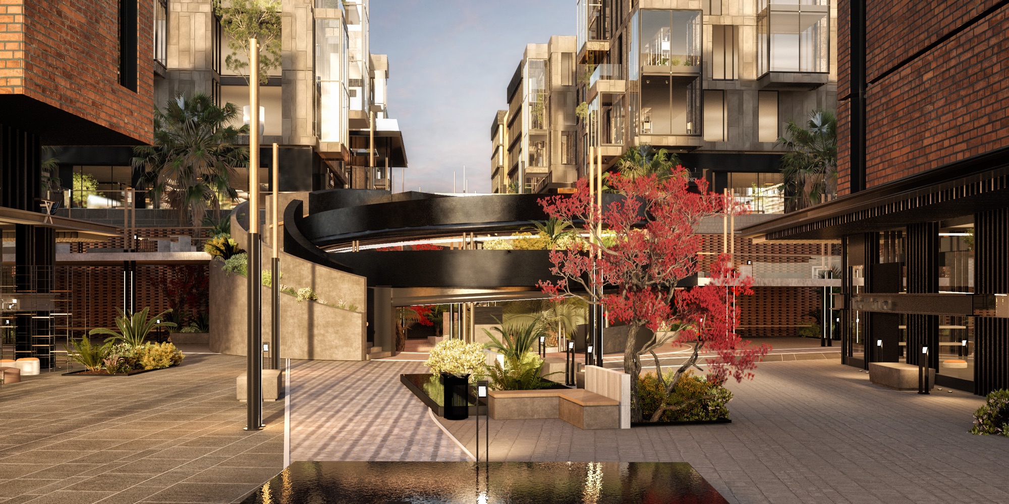 G-Town Offices — Pedestrian route with planting