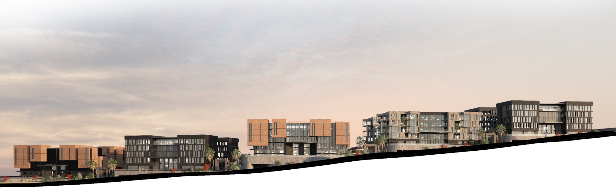 G-Town Offices — Long elevation along the site