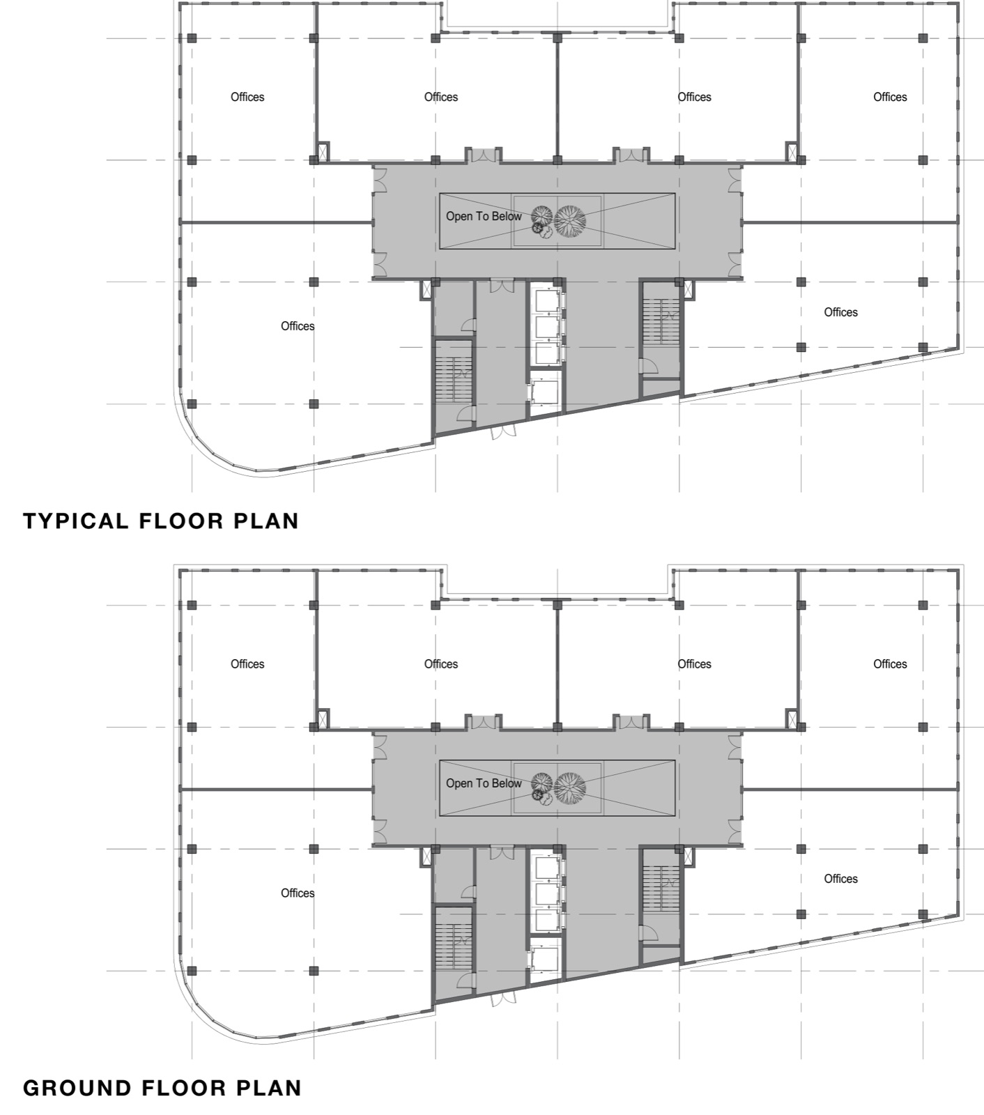 Building 003 — typical and ground floor plans