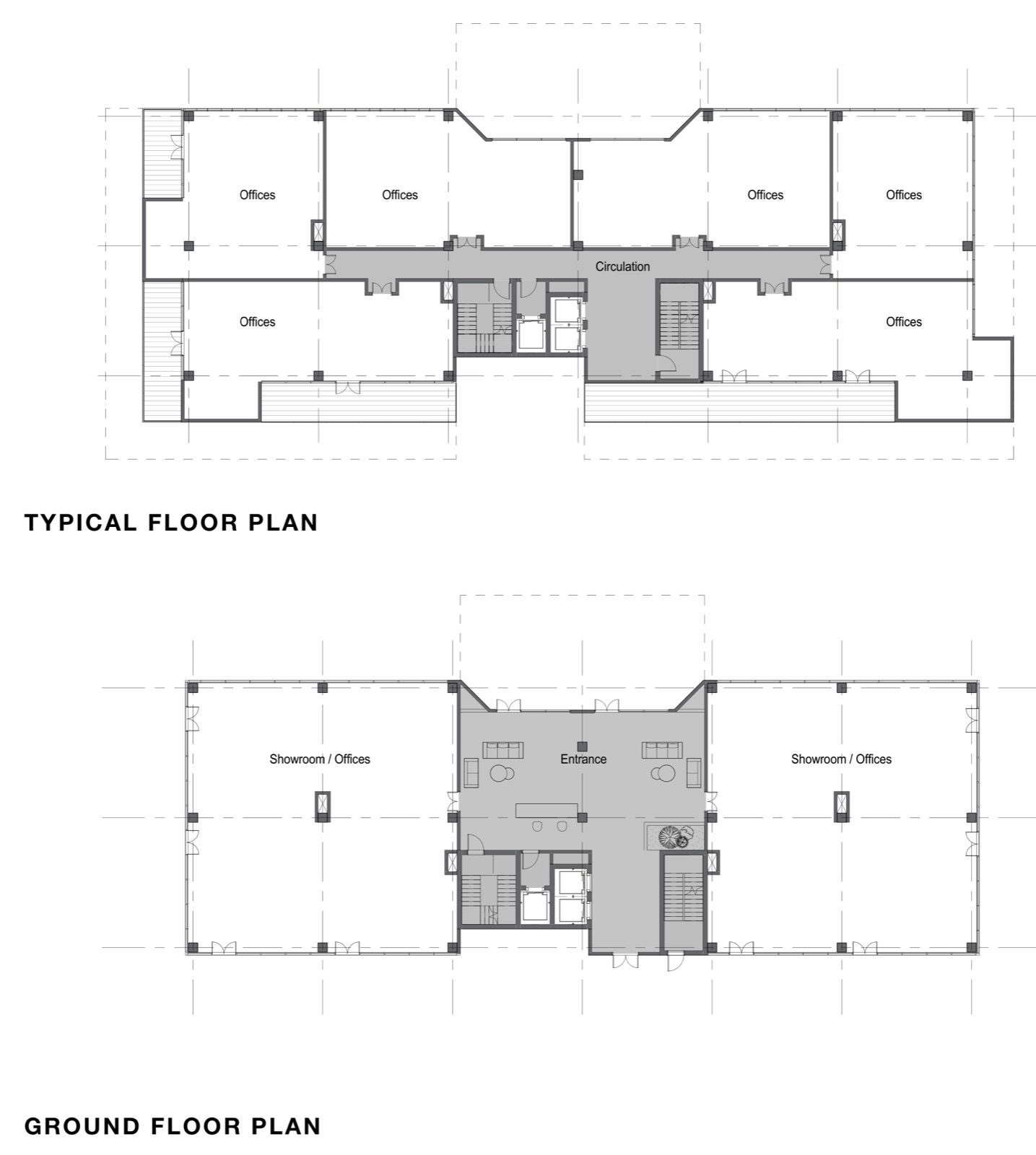 Building 004 — typical and ground floor plans