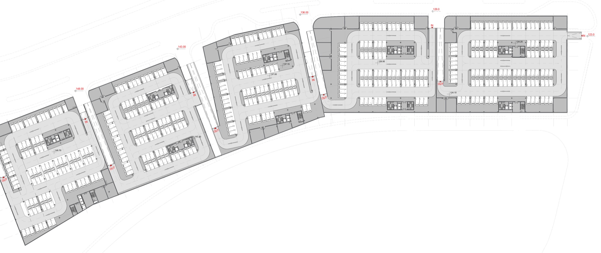 G-Town Offices — Overall basement plan — shared parking platforms