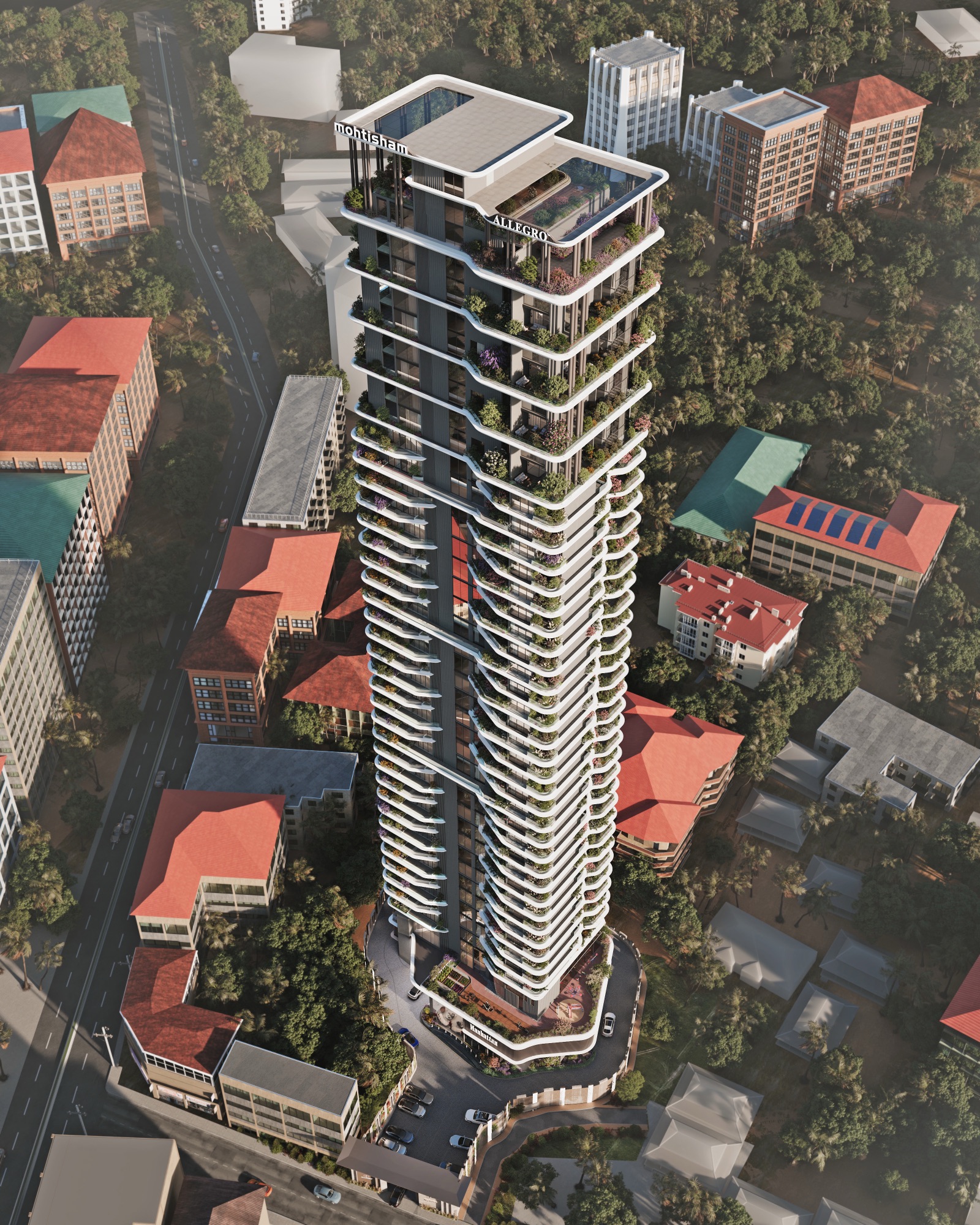 Manhattan Mangalore — Render — aerial over the neighbourhood
