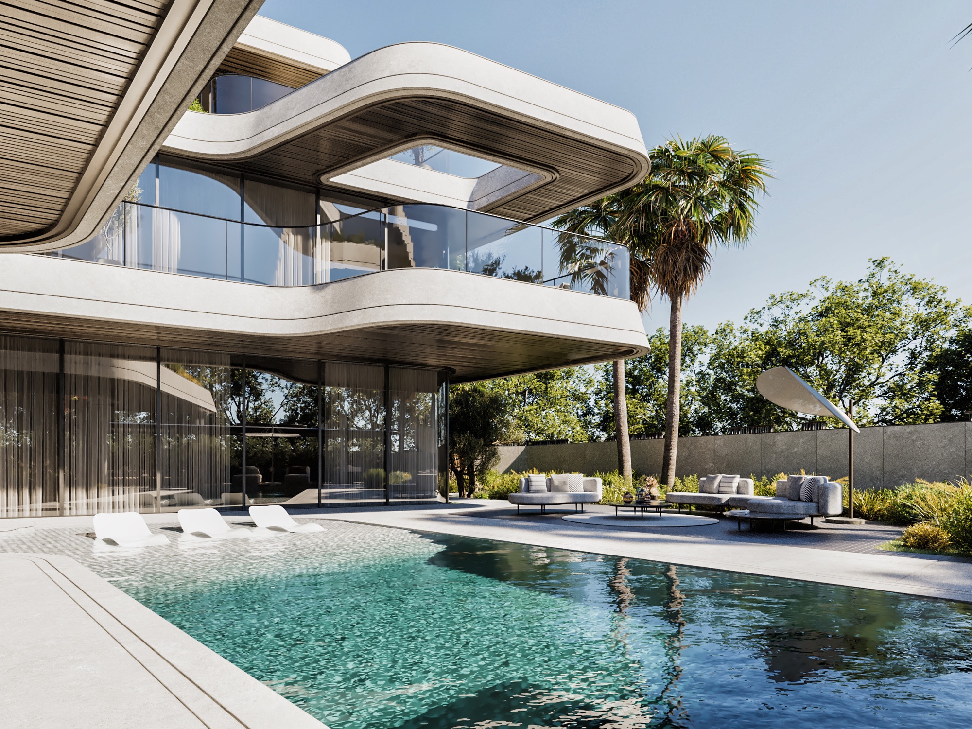 Mercedes-Maybach Villas — Render — pool and sun deck