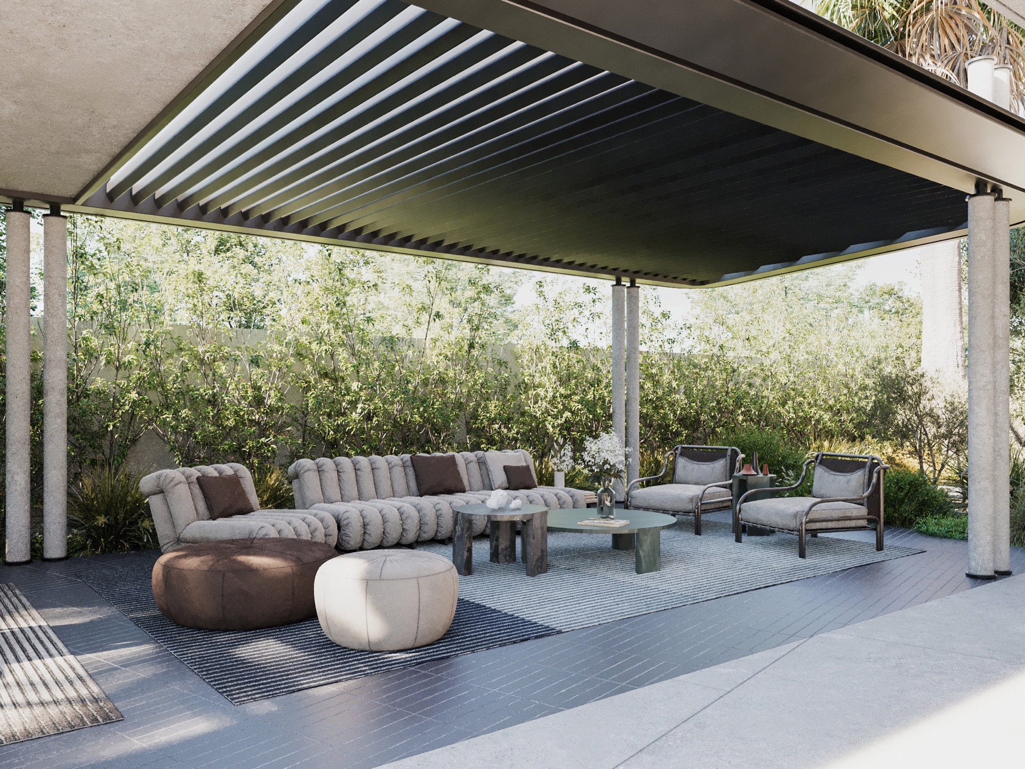 Mercedes-Maybach Villas — Render — covered lounge terrace