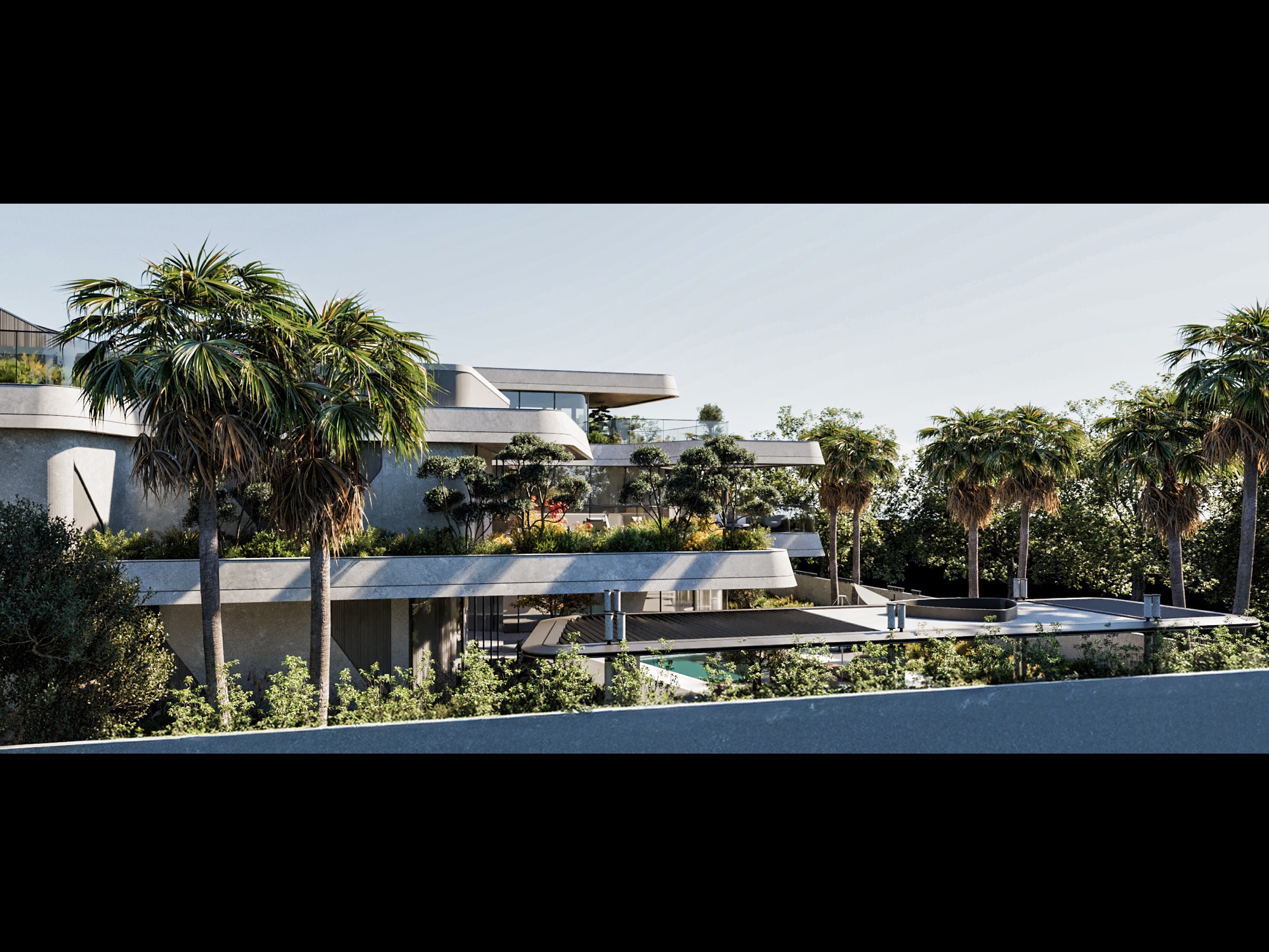 Mercedes-Maybach Villas — Render — night elevation along the row