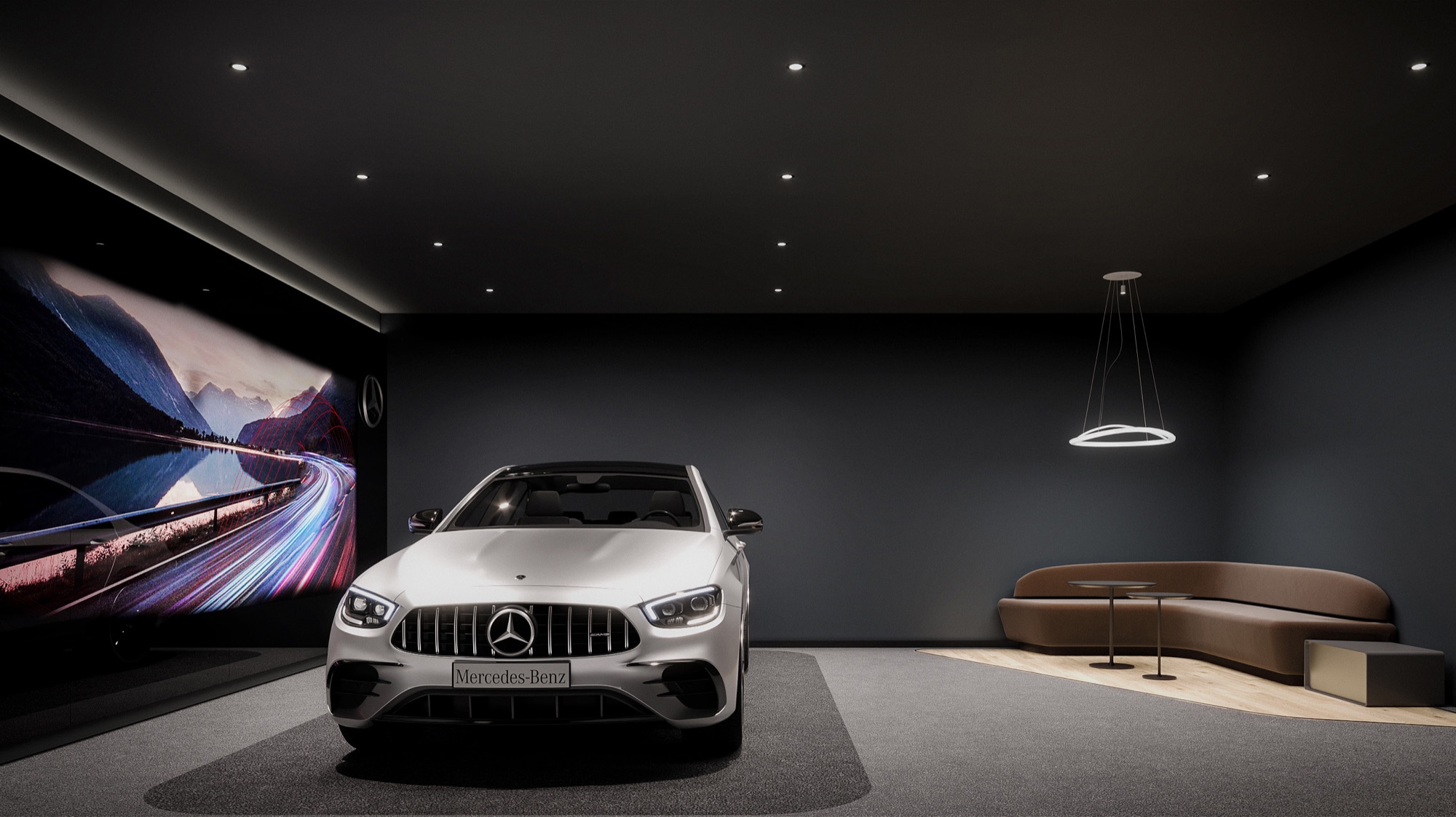 Gargash Multibrand Facility — Mercedes-Benz, GAC & Tesla — Render — vehicle handover bay