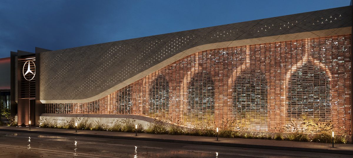 Mercedes-Benz Majlis & GAC Showroom — The smaller brick openings provide a second scale of detail within the larger arched bays.