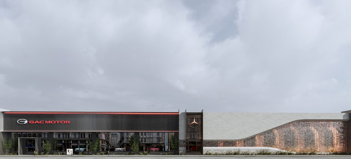 Mercedes-Benz Majlis & GAC Showroom — A common frontage accommodates two brands without asking them to share the same architectural language.
