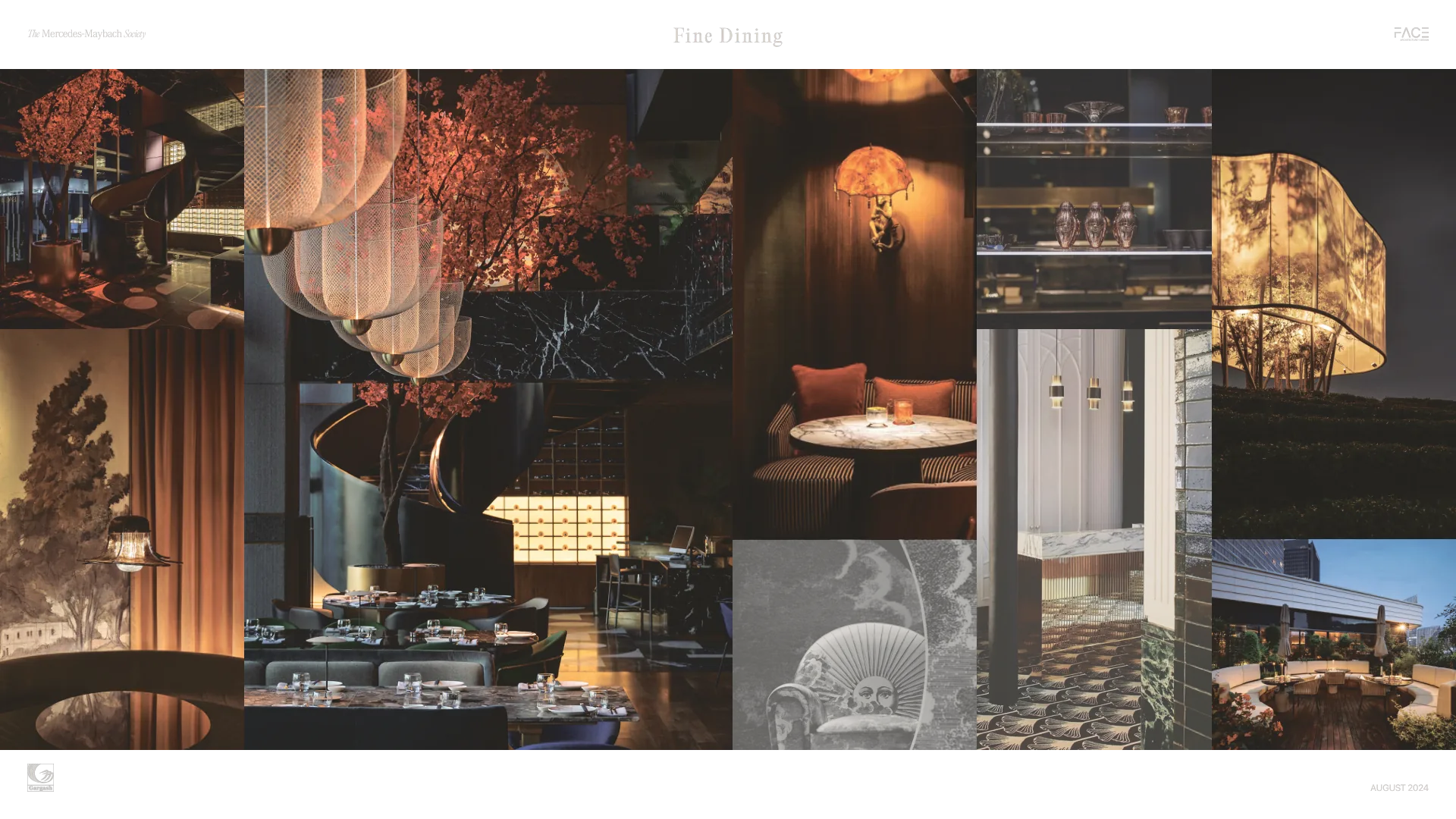 The Mercedes-Maybach Society — Fine-dining references study a closer scale of lighting, upholstery and table setting.