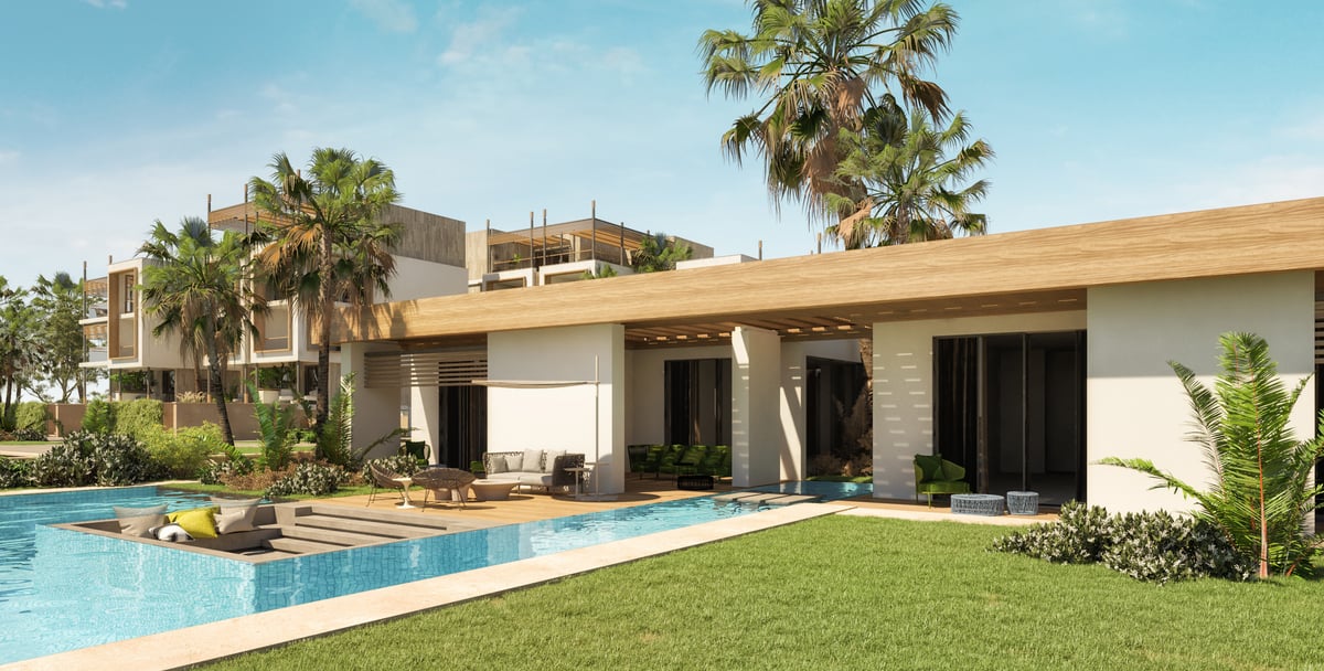 Rixos Magawish — The villa brings garden, terrace and private pool into a single ground-level arrangement.