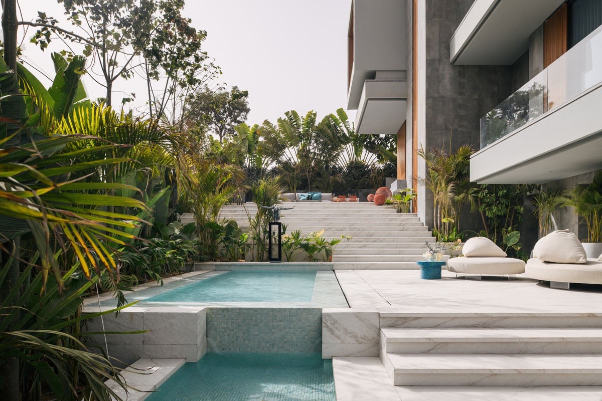 The Continuum House — Pool terrace and stepped garden