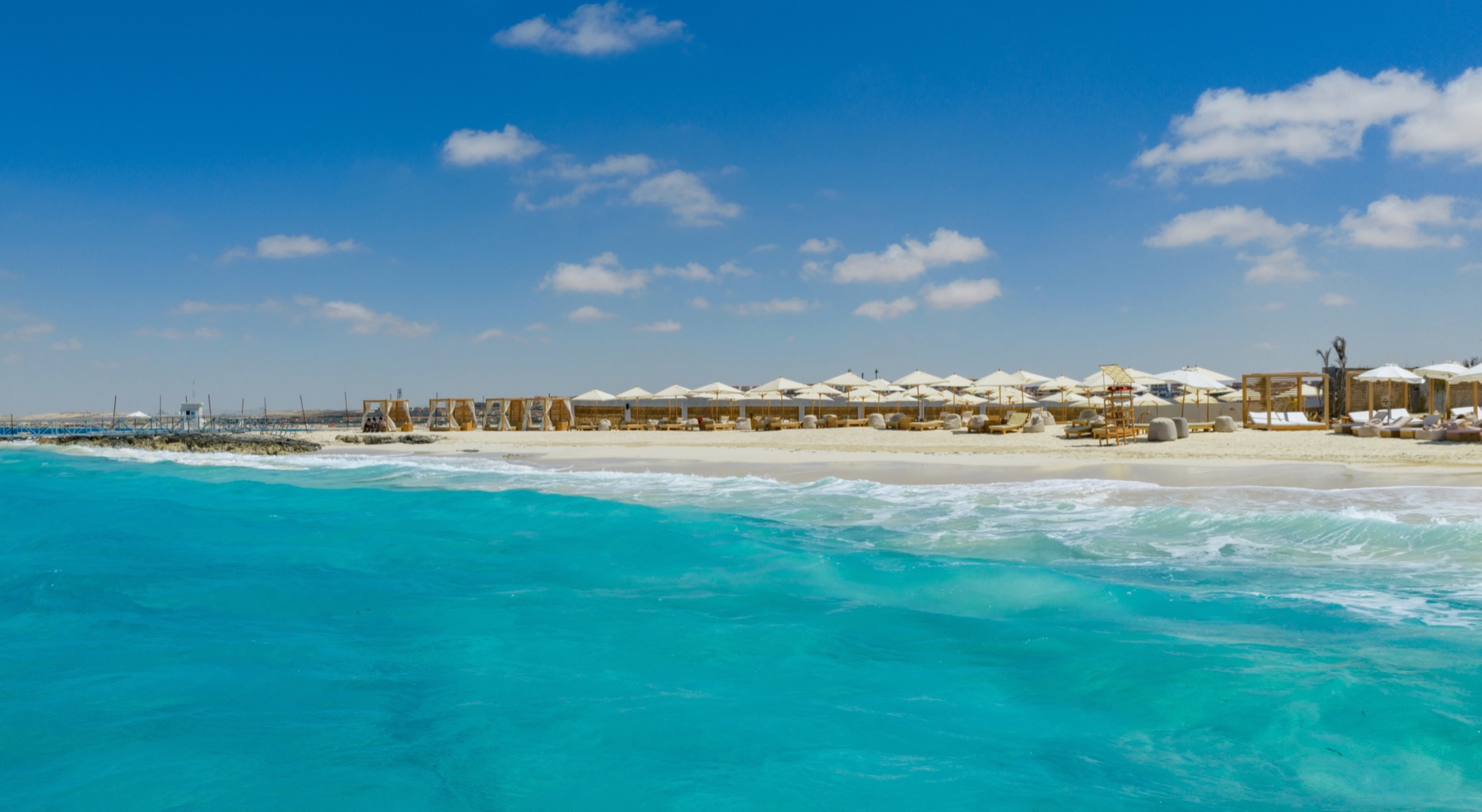 Zoya Ghazala Bay — Beach and cabanas from the air