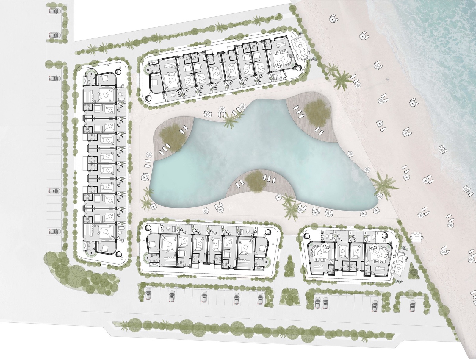 Zoya Ghazala Bay — Cabanas — site plan around the lagoon